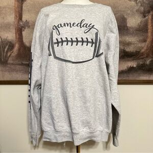 Gildan Light Gray Football Gameday Graphic Sweatshirt Oversized Cozy